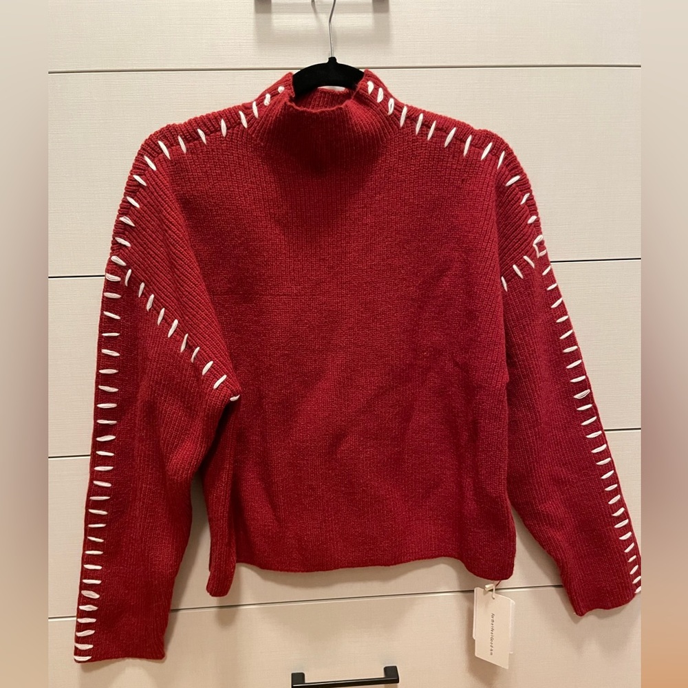Red mock neck sweater size medium